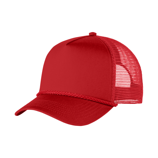 Port Authority 5 Panel Snapback Cap, Red, Left Side view