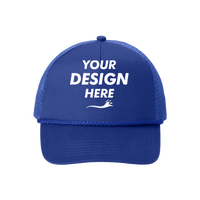 Port Authority 5 Panel Snapback Cap, Royal, Front view, Mockup
