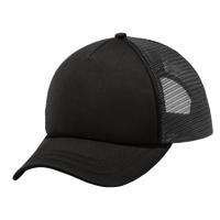 Port Authority 5 Panel Twill Foam Trucker Cap, Black / Black, Front view