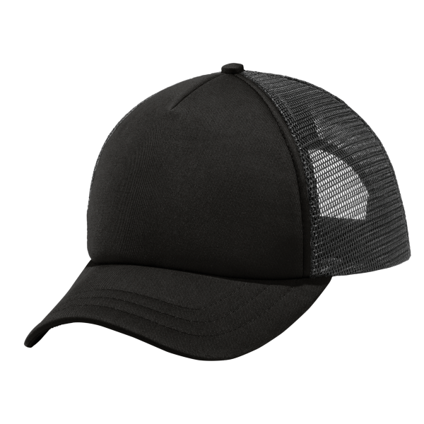 Port Authority 5 Panel Twill Foam Trucker Cap, Black / Black, Front view