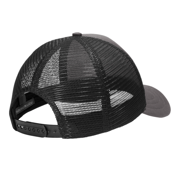 Port Authority 5 Panel Twill Foam Trucker Cap, Charcoal / Black, Back view