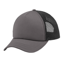 Port Authority 5 Panel Twill Foam Trucker Cap, Charcoal / Black, Front view