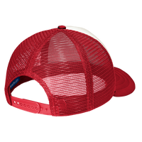 Port Authority 5 Panel Twill Foam Trucker Cap, Ivory / Red, Back view