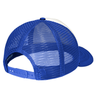 Port Authority 5 Panel Twill Foam Trucker Cap, Ivory / Royal, Back view