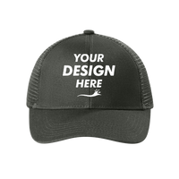 Port Authority Adjustable Mesh Back Cap, Carbon Grey, Front view, Mockup