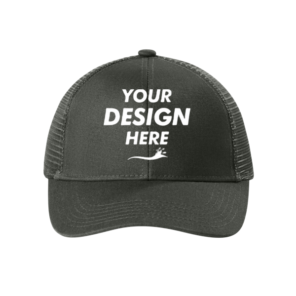 Port Authority Adjustable Mesh Back Cap, Carbon Grey, Front view, Mockup