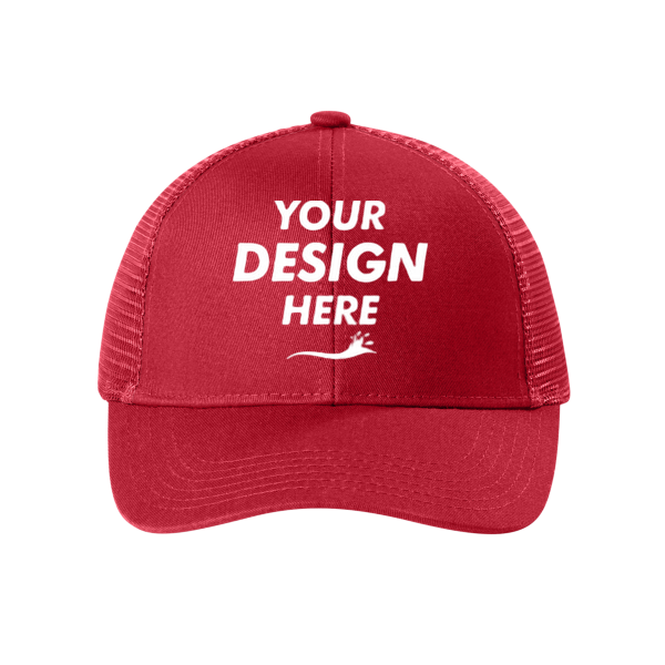 Port Authority Adjustable Mesh Back Cap, Chili Red, Front view, Mockup