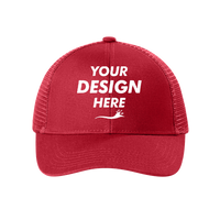 Port Authority Adjustable Mesh Back Cap, Chili Red, Front view, Mockup