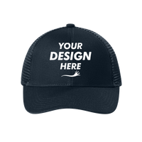 Port Authority Adjustable Mesh Back Cap, Night Navy, Front view, Mockup