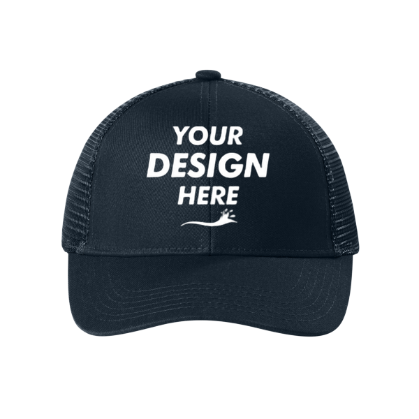 Port Authority Adjustable Mesh Back Cap, Night Navy, Front view, Mockup