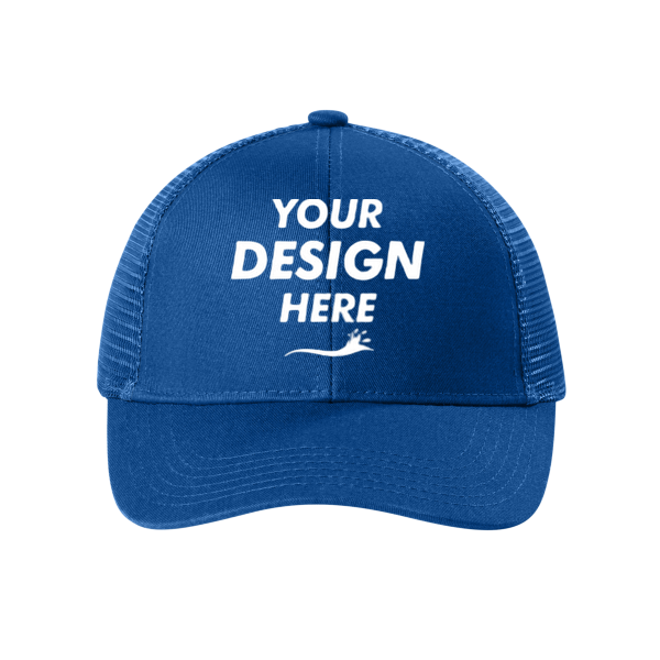 Port Authority Adjustable Mesh Back Cap, Radiant Royal, Front view, Mockup