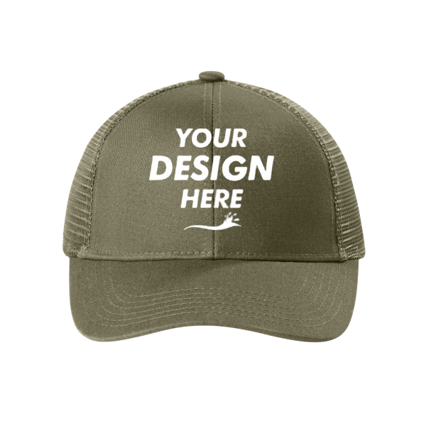 Port Authority Adjustable Mesh Back Cap, Sage Green, Front view, Mockup