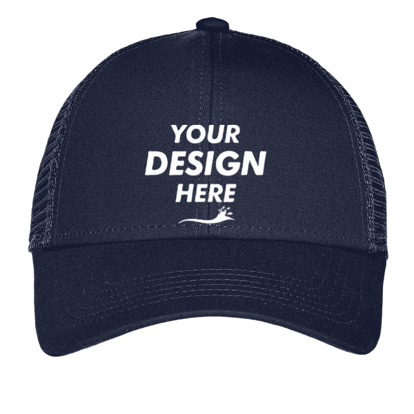 Port Authority Adjustable Mesh Back Cap, True Navy, Front view, Mockup