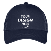 Port Authority Adjustable Mesh Back Cap, True Navy, Front view, Mockup