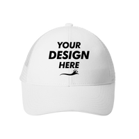 Port Authority Adjustable Mesh Back Cap, White, Front view, Mockup