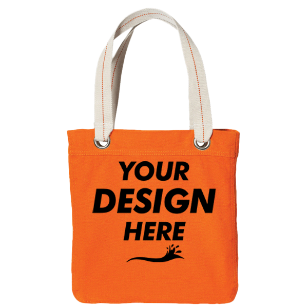 Port Authority Allie Tote, Bright Orange / Bright Orange, Front view, Mockup