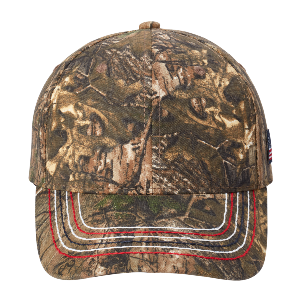 Port Authority Americana Contrast Stitch Camouflage Cap, Realtree Xtra, Front view