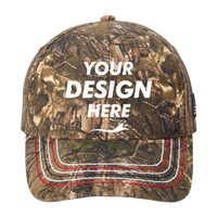 Port Authority Americana Contrast Stitch Camouflage Cap, Realtree Xtra, Front view, Mockup