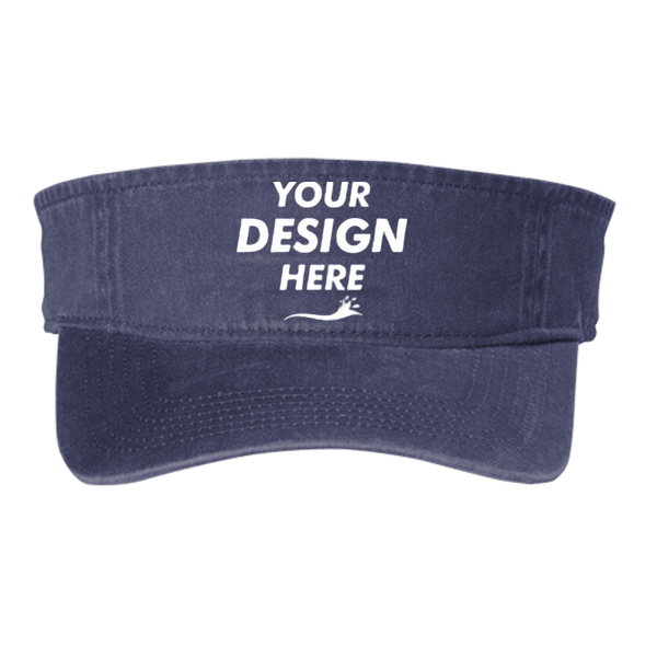 Port Authority Beach Wash ® Visor, Denim Blue, Front view, Mockup