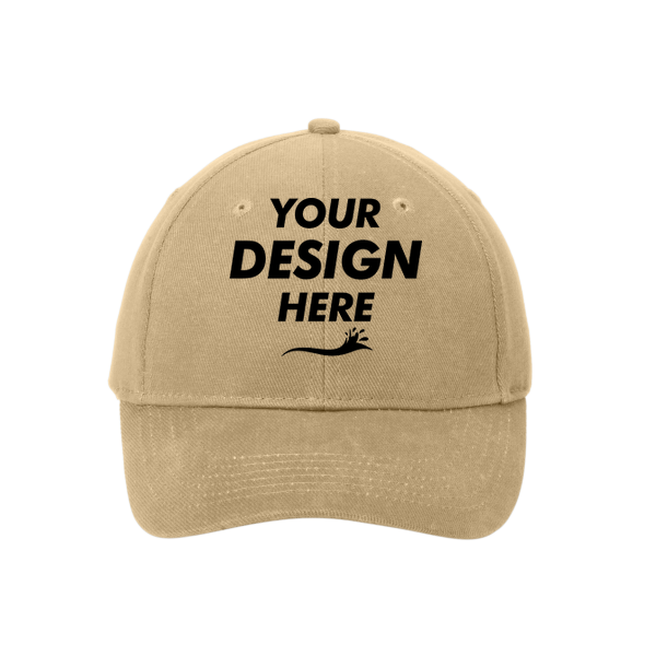 Port Authority Brushed Twill Cap, Khaki, Front view, Mockup