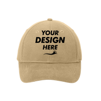 Port Authority Brushed Twill Cap, Khaki, Front view, Mockup