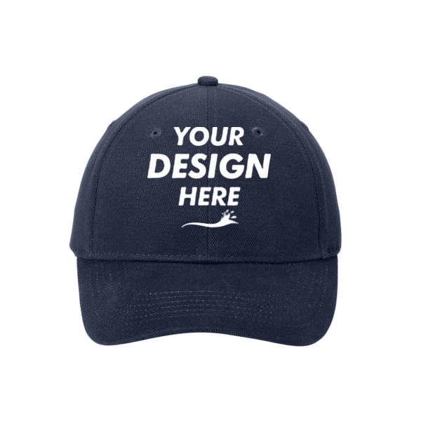 Port Authority Brushed Twill Cap, Navy, Front view, Mockup
