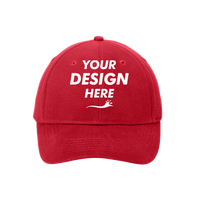 Port Authority Brushed Twill Cap, Red, Front view, Mockup