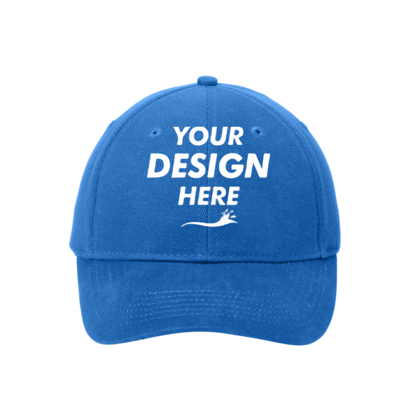Port Authority Brushed Twill Cap, Royal, Front view, Mockup