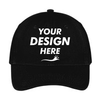 Port Authority Brushed Twill Low Profile Cap, Black, Front view, Mockup