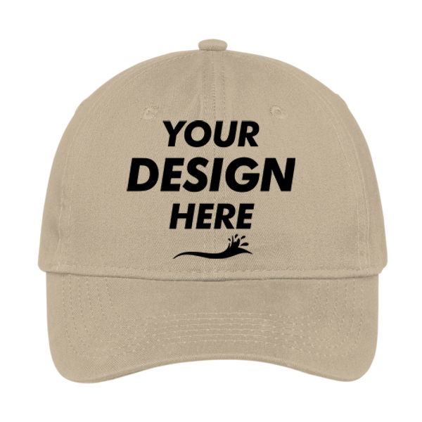 Port Authority Brushed Twill Low Profile Cap, Khaki, Front view, Mockup