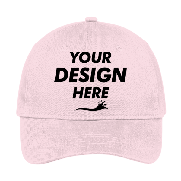 Port Authority Brushed Twill Low Profile Cap, Light Pink, Front view, Mockup