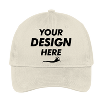 Port Authority Brushed Twill Low Profile Cap, Stone, Front view, Mockup