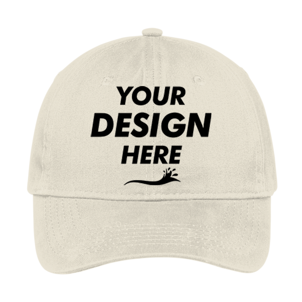 Port Authority Brushed Twill Low Profile Cap, Stone, Front view, Mockup