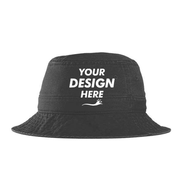 Port Authority Bucket Hat, Black, Front view, Mockup
