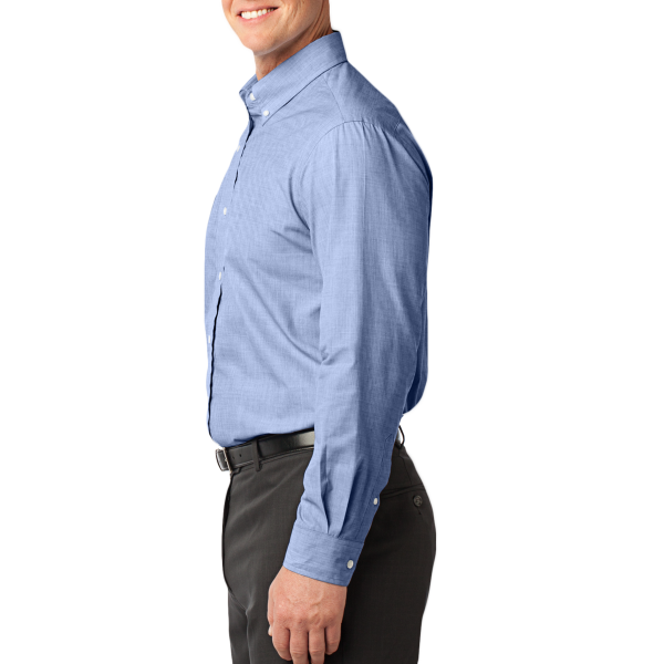 Port Authority Crosshatch Easy Care Shirt, Chambray Blue, Left side view
