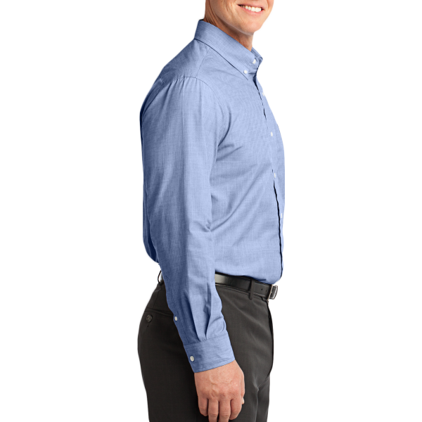 Port Authority Crosshatch Easy Care Shirt, Chambray Blue, Right side view