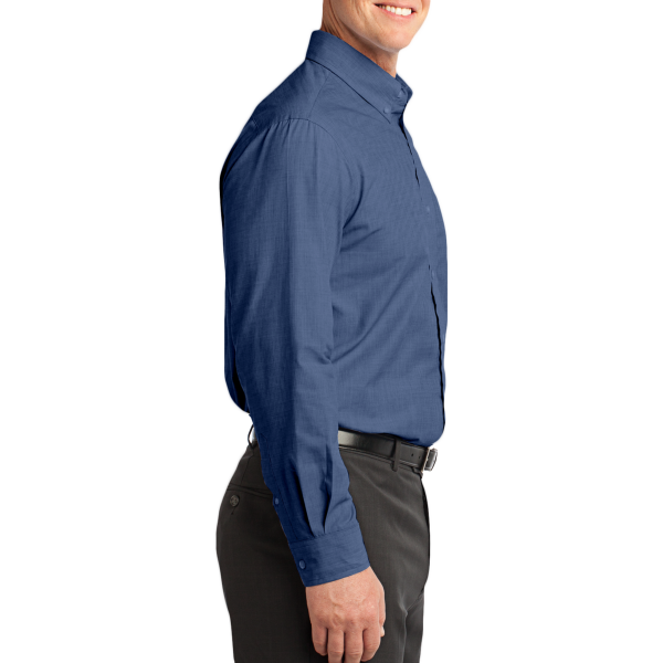 Port Authority Crosshatch Easy Care Shirt, Deep Blue, Right side view