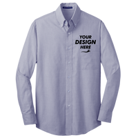 Port Authority Crosshatch Easy Care Shirt, Navy Frost, Front view, Mockup