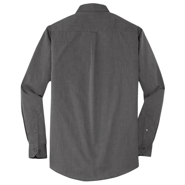 Port Authority Crosshatch Easy Care Shirt, Soft Black, Back view