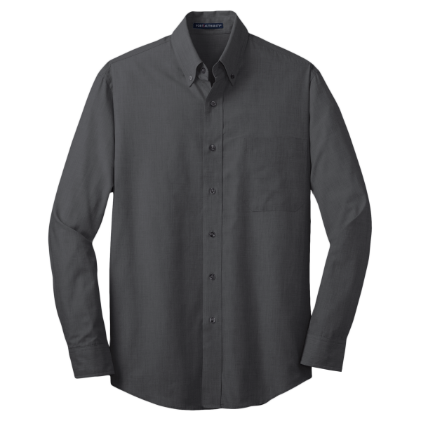 Port Authority Crosshatch Easy Care Shirt, Soft Black, Front view