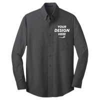 Port Authority Crosshatch Easy Care Shirt, Soft Black, Front view, Mockup