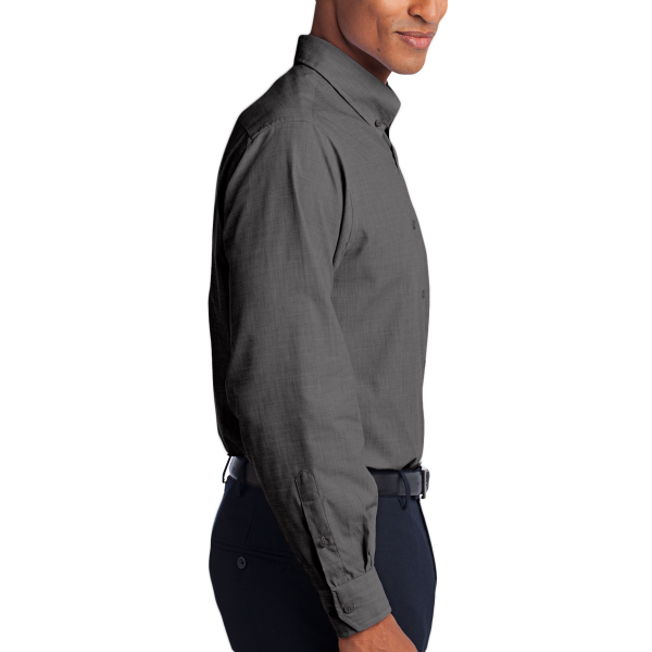 Port Authority Crosshatch Easy Care Shirt, Soft Black, Right side view