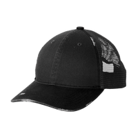 Port Authority Distressed Mesh Back Cap, Black / Black, Left Side view