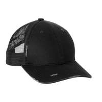 Port Authority Distressed Mesh Back Cap, Black / Black, Right Side view