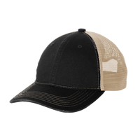 Port Authority Distressed Mesh Back Cap, Black / Khaki, Left Side view