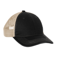 Port Authority Distressed Mesh Back Cap, Black / Khaki, Right Side view