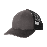 Port Authority Distressed Mesh Back Cap, Grey Steel / Black, Left Side view