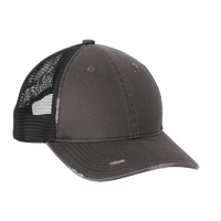 Port Authority Distressed Mesh Back Cap, Grey Steel / Black, Right Side view