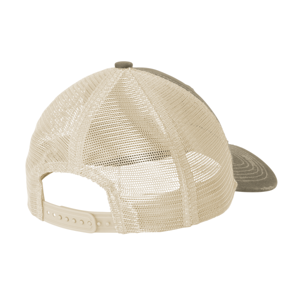 Port Authority Distressed Mesh Back Cap, Khaki / Stone, Back view