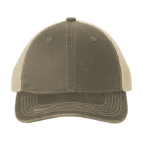 Port Authority Distressed Mesh Back Cap, Khaki / Stone, Front view